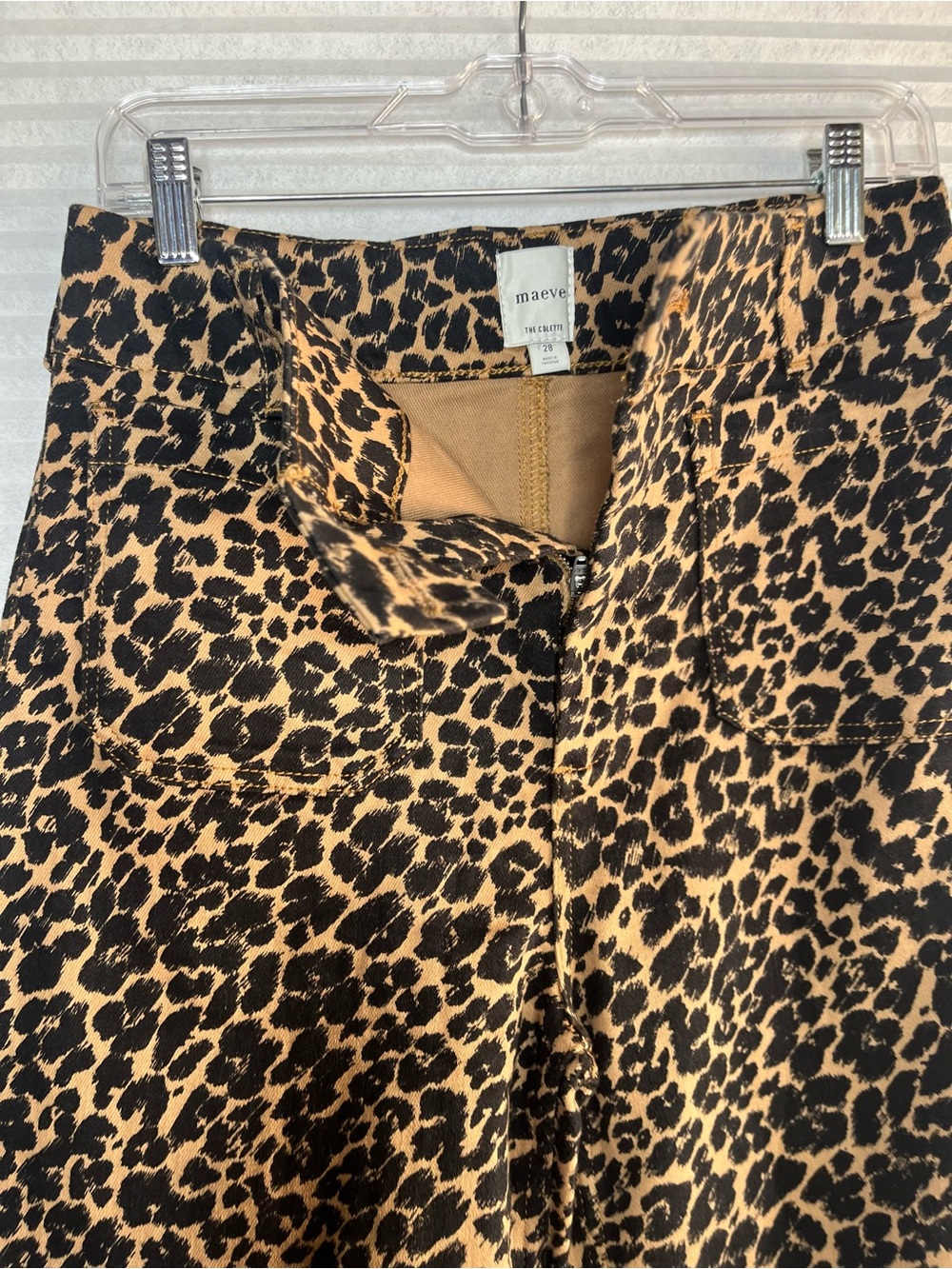 Maeve  Coquette The Colette Leopard Print Cropped Wide-Leg Pants Size 28 NWT - Picture 8 of 9
